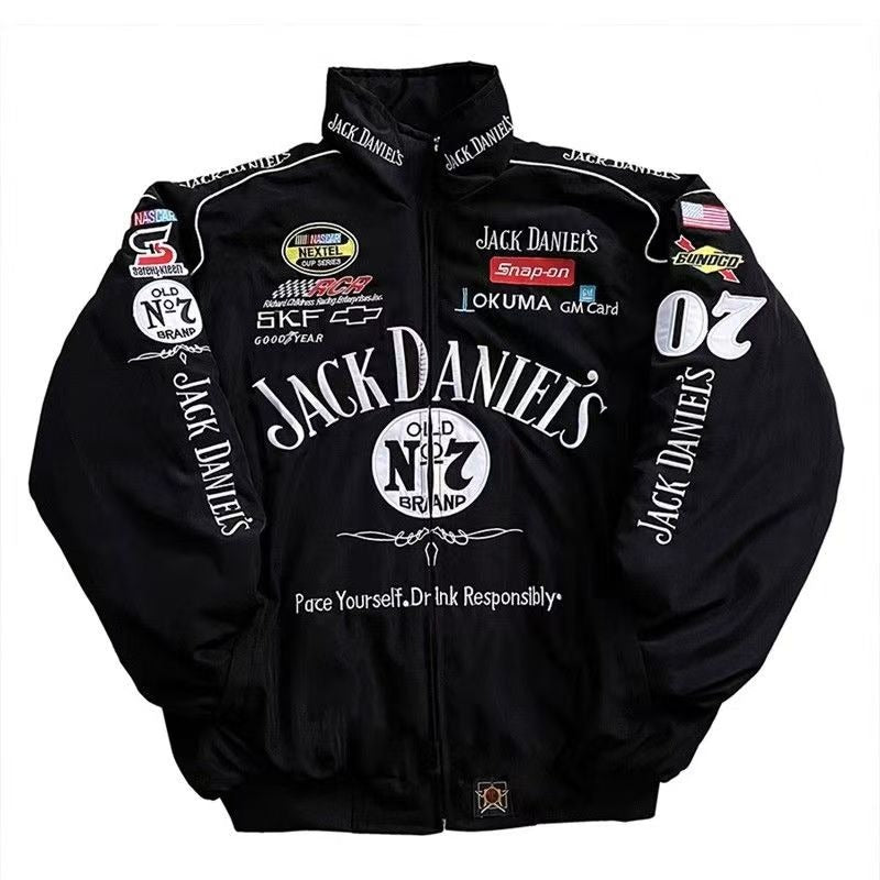 F1 Ferrari Embroidered Racing Suit Jacket Retro Style Motorcycle Riding Jack Daniel Jacket for Spring & Autumn