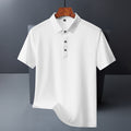 Men's Summer Seamless Ice Silk T-shirt Solid Color Short Sleeve Casual Stretch Polo Shirt | Y678