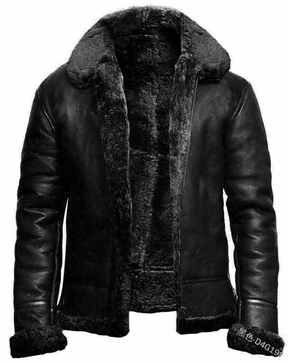 Men's Winter Faux Fur Coat - Thick, Warm Wool & Leather Jacket for Ultimate Comfort | D3763