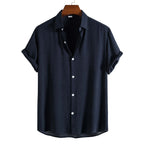 Men’s Solid Color Lapel Short Sleeve Shirt Business Casual Summer Style Shirt | CCS05