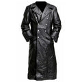 Vintage German Officer Black Leather Trench Coat Steampunk Gothic Long Halloween Costume | ZM100
