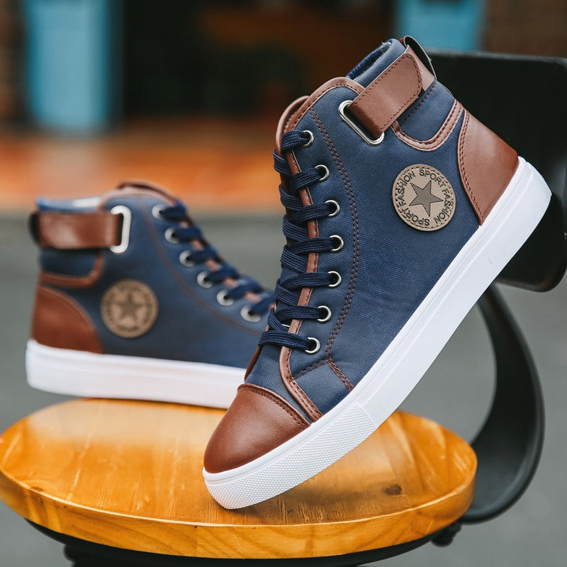 Men's Fashion Casual Sneakers High Top Shoes Breathable Round Toe Flats Boots | 8686