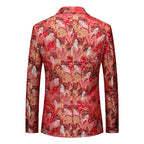 Men's Figure Jacquard Slim Fit Blazer | Single-Button Party & Banquet Jacket | Breathable Formal Wear for Nightclub & Events | 2609