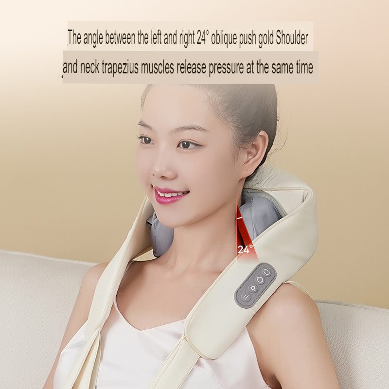 Neck Massager Kneading With Heat Rechargeable Cordless Electric Massage Pillow Deep Tissue Massage