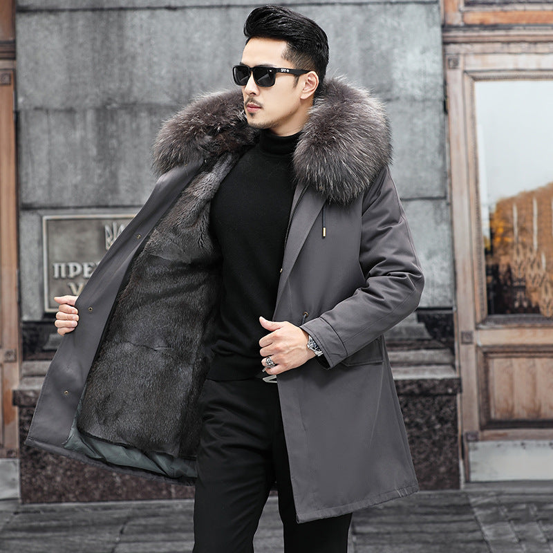 Snow Lotus Men's Mink Fur Parka 2025 Winter Detachable Mink Lining Long Coat Luxury Slim-Fit Fur-Trimmed Jacket | 215