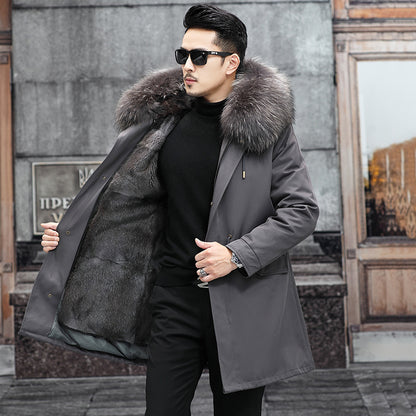 Snow Lotus Men's Mink Fur Parka | 2025 Winter Detachable Mink Lining Long Coat | Luxury Slim-Fit Fur-Trimmed Jacket | 215