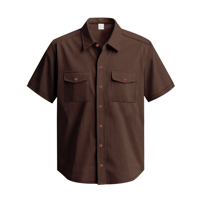 Men's Heavyweight Corduroy-Texture Work Shirt - 2025 Summer Relaxed Fit Casual Top | YH-OB20