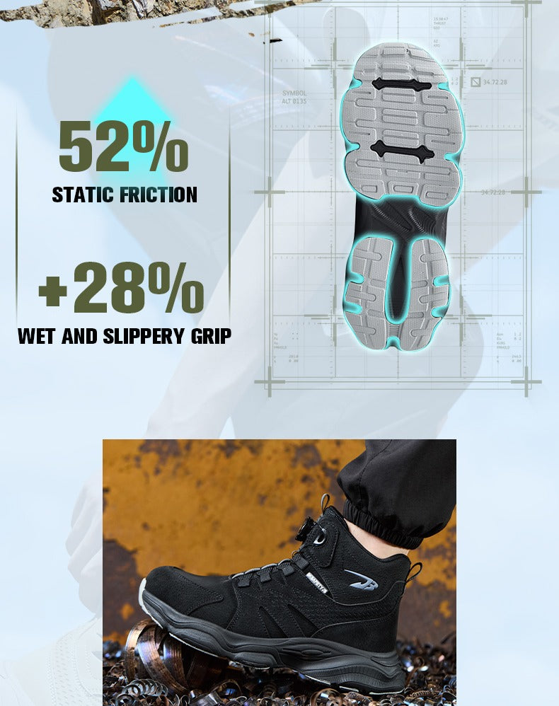 Men's Steel Toe Winter Safety Shoes Microfiber Leather Boots Anti-Smash Non-Slip Work Shoes | 7926