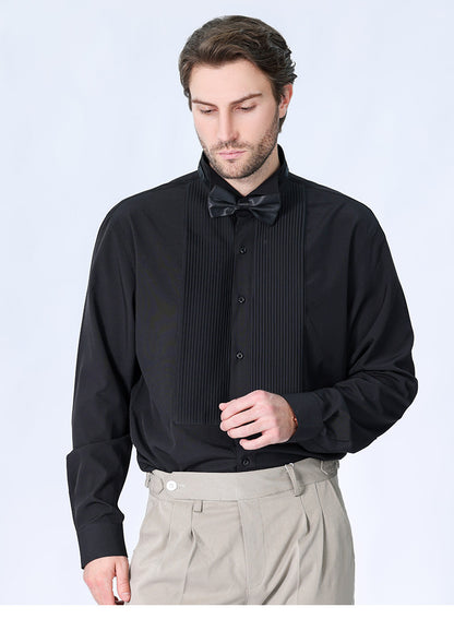 Camicia da uomo con doppia pieghe, elegante camicia francese da lavoro di alta qualità | LF631 