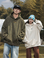 Unisex Heavy Suede Hooded Sweatshirt Retro American Style for Autumn & Winter Loose Fit Hoodie | L3848