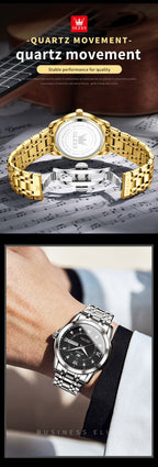 Luxury Stainless Steel Quartz Watch for Men High Quality Casual & Business Gold Wristwatch | 5513
