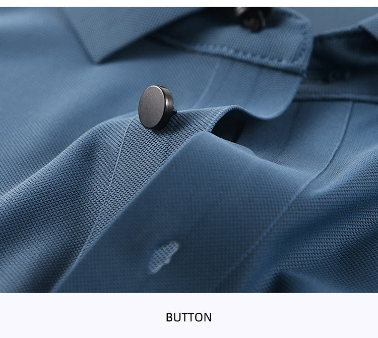 Men's Summer Seamless Ice Silk T-shirt Solid Color Short Sleeve Casual Stretch Polo Shirt | Y678