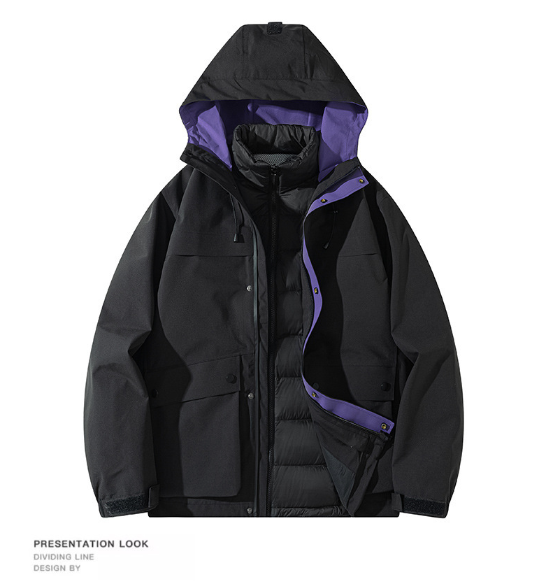 Senbo All-Weather 3-in-1 Waterproof Jacket | 5000mm Breathable Trekking Coat with Detachable Down Layer | Unisex Outdoor Protection | 8316