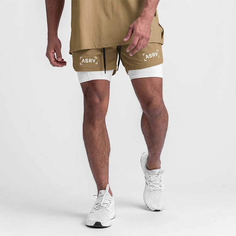 New Double Deck Running Shorts Fitness Workout Bermuda Quick Dry Short Pants Bottoms |  K-55