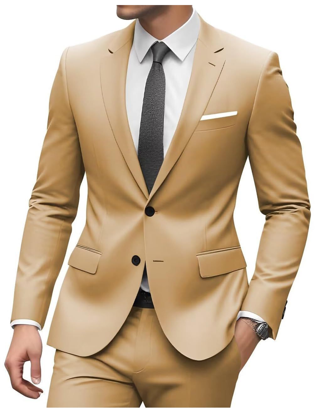 2026 Men‘s 2-Piece Wedding Suit Set | Notch Lapel Business Blazer & Trousers | Cross-Border Formal Wear for Grooms & Hosts | SBT001