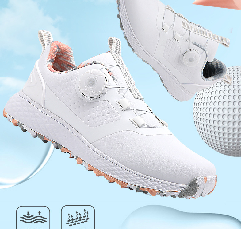 Unisex Golf Shoes with Rotating Buckle Closure Waterproof Spike less Golf Sneakers Casual Athletic Shoes X19