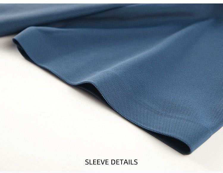 Men's Summer Seamless Ice Silk T-shirt Solid Color Short Sleeve Casual Stretch Polo Shirt | Y678