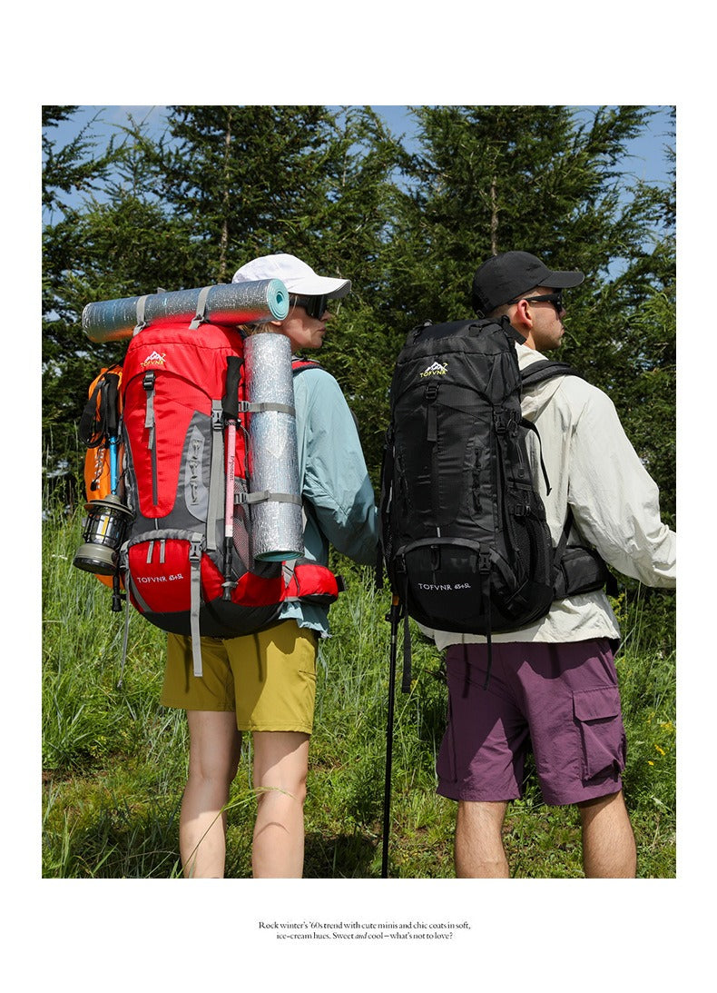 65+5L Outdoor Hiking Backpack – Large Capacity Waterproof Trekking Rucksack with Reflective Strips & Expandable Design | 2201