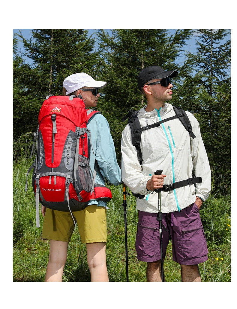65+5L Outdoor Hiking Backpack – Large Capacity Waterproof Trekking Rucksack with Reflective Strips & Expandable Design | 2201