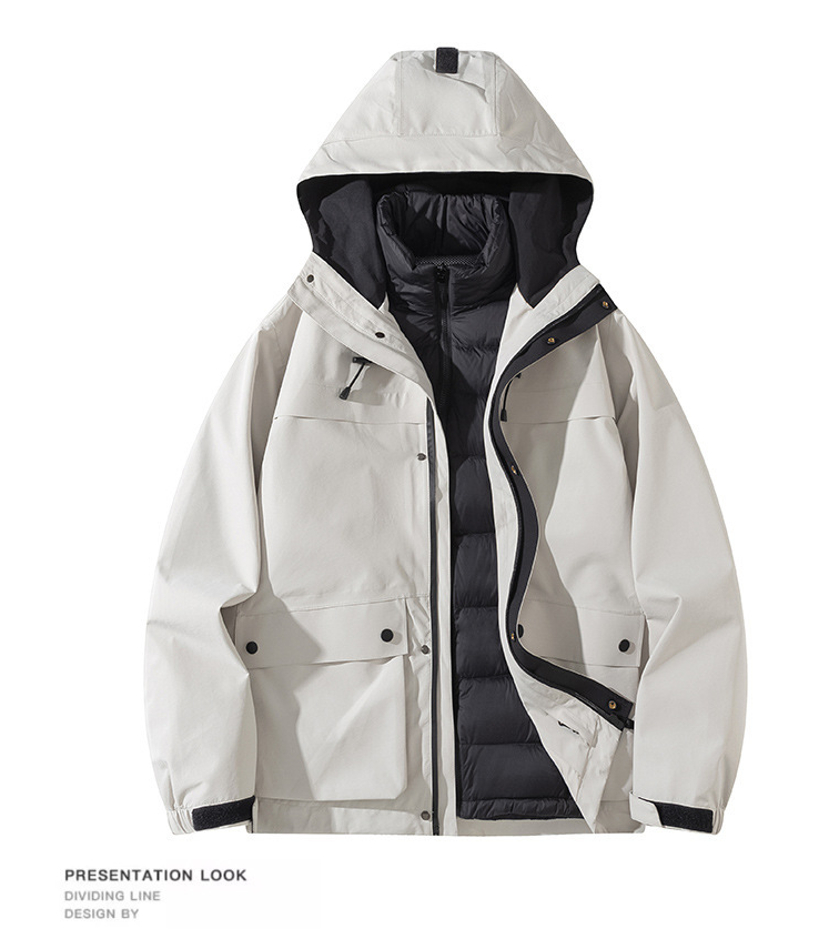 Senbo All-Weather 3-in-1 Waterproof Jacket | 5000mm Breathable Trekking Coat with Detachable Down Layer | Unisex Outdoor Protection | 8316