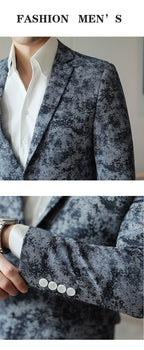 Men's Camouflage Print Slim Fit Blazer | Korean Style Single-Breasted Casual Sport Coat | DX6955