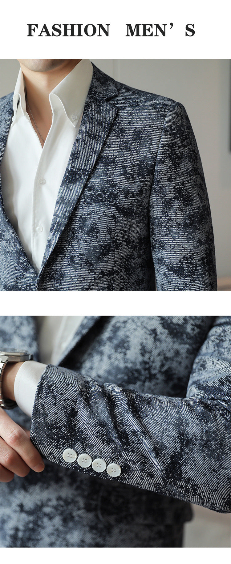 Men's Camouflage Print Slim Fit Blazer | Korean Style Single-Breasted Casual Sport Coat | DX6955