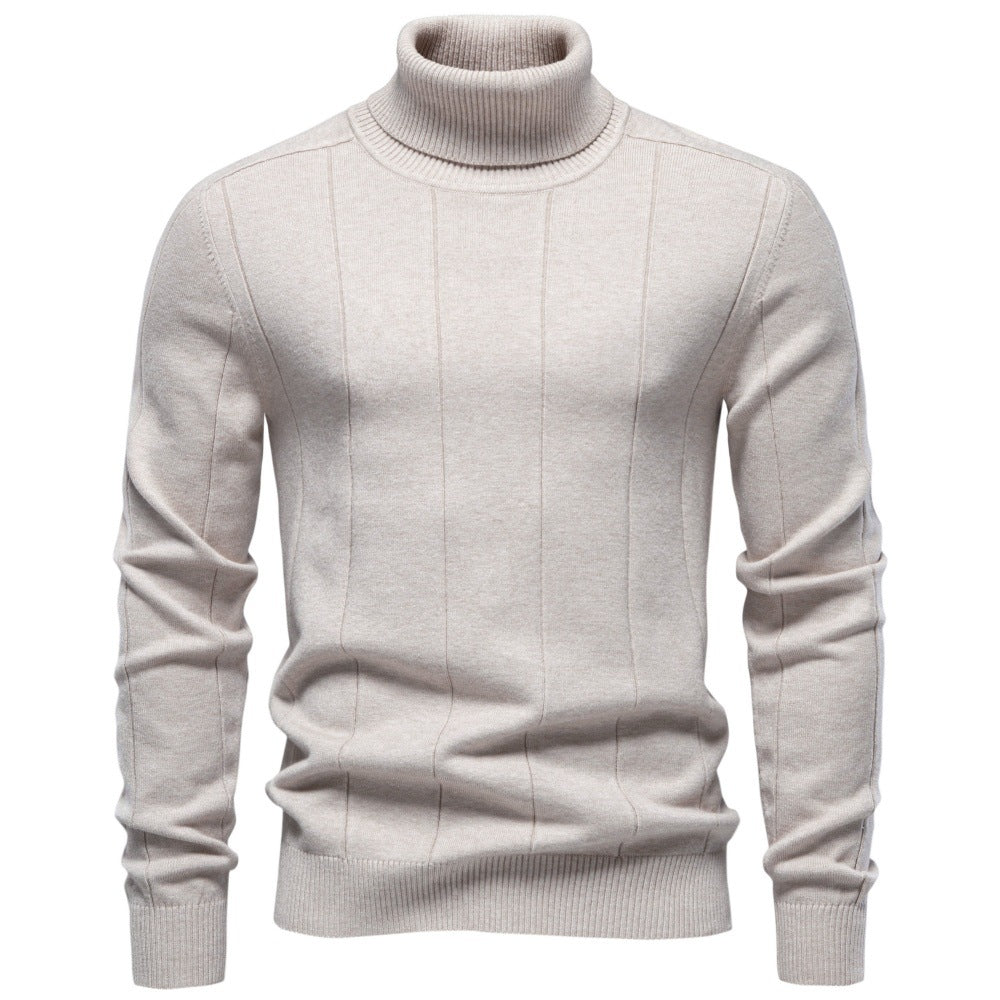 Men's High Turtleneck Knit Sweater | 2026 Winter Thick Warm Slim Fit Pullover | Soft Viscose Blend Jumper | HIGH005