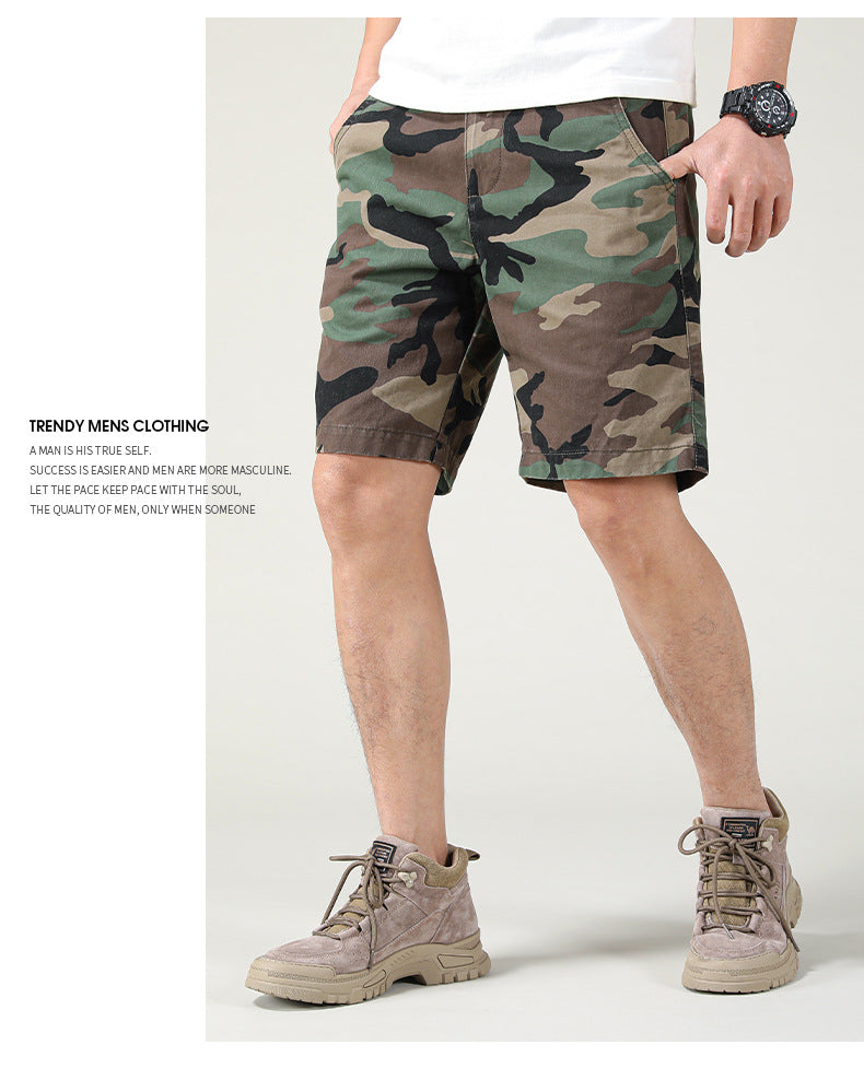 Short cargo ample coupe slim pour homme, style américain, style camouflage, été | 2301 