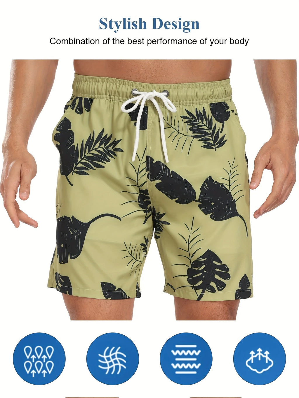 Men’s Quick-Dry Summer Beach Shorts Milk Silk Lined Swim Trunks for Men | 265SCTK