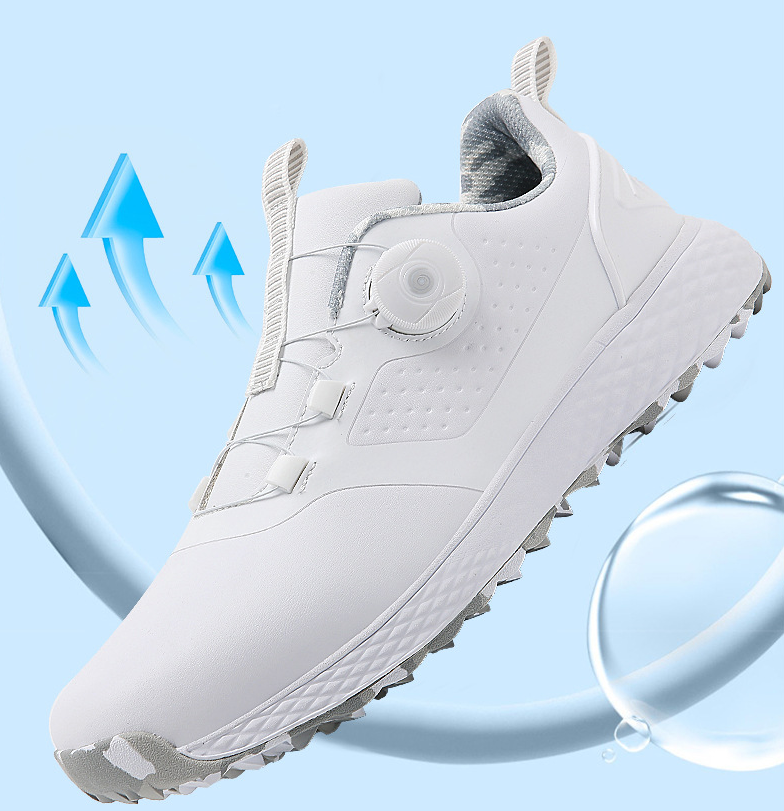 Unisex Golf Shoes with Rotating Buckle Closure Waterproof Spike less Golf Sneakers Casual Athletic Shoes X19