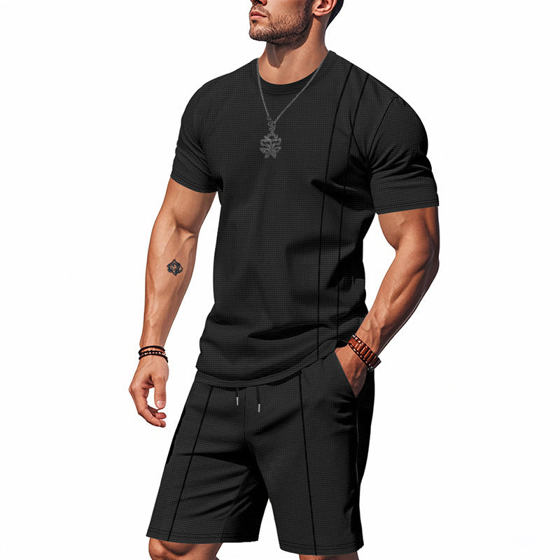 Men's Waffle Texture Lounge Set - 2025 Spring Summer Casual Two-Piece Outfit | CY20