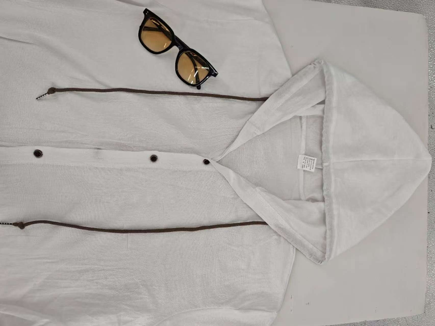 Men's Oversized Linen Hooded Shirt – Short Sleeve Amekaji Casual Summer Overshirt | 2455C