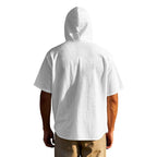 Men's Oversized Linen Hooded Shirt – Short Sleeve Amekaji Casual Summer Overshirt | 2455C