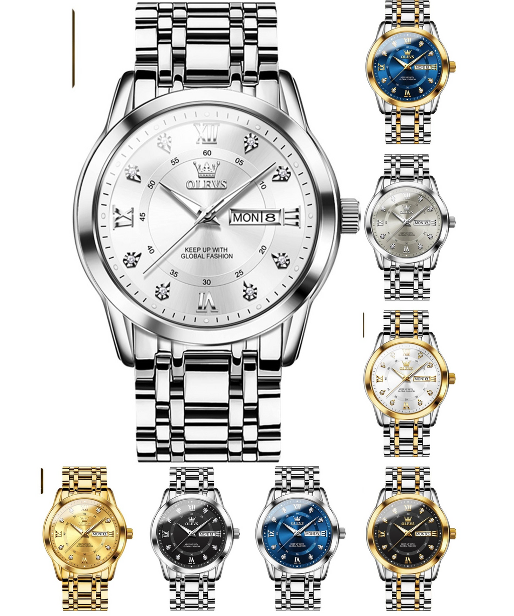 Luxury Stainless Steel Quartz Watch for Men High Quality Casual & Business Gold Wristwatch | 5513