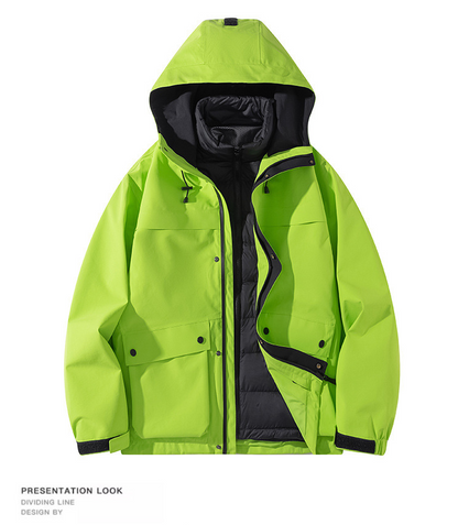 Senbo All-Weather 3-in-1 Waterproof Jacket | 5000mm Breathable Trekking Coat with Detachable Down Layer | Unisex Outdoor Protection | 8316