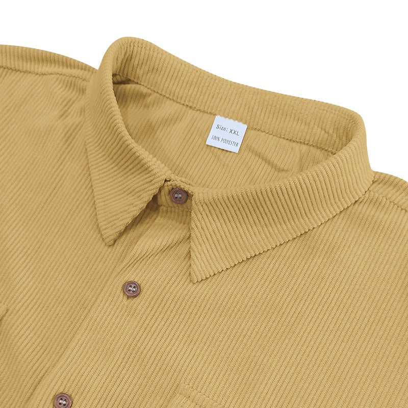 Men's Heavyweight Corduroy-Texture Work Shirt - 2025 Summer Relaxed Fit Casual Top | YH-OB20