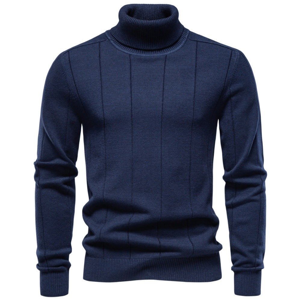 Men's High Turtleneck Knit Sweater | 2026 Winter Thick Warm Slim Fit Pullover | Soft Viscose Blend Jumper | HIGH005