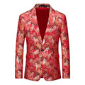 Men's Figure Jacquard Slim Fit Blazer | Single-Button Party & Banquet Jacket | Breathable Formal Wear for Nightclub & Events | 2609