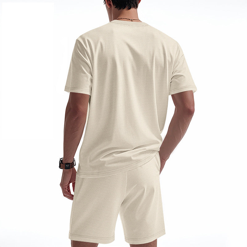 Men's Waffle Texture Lounge Set - 2025 Spring Summer Casual Two-Piece Outfit | CY20
