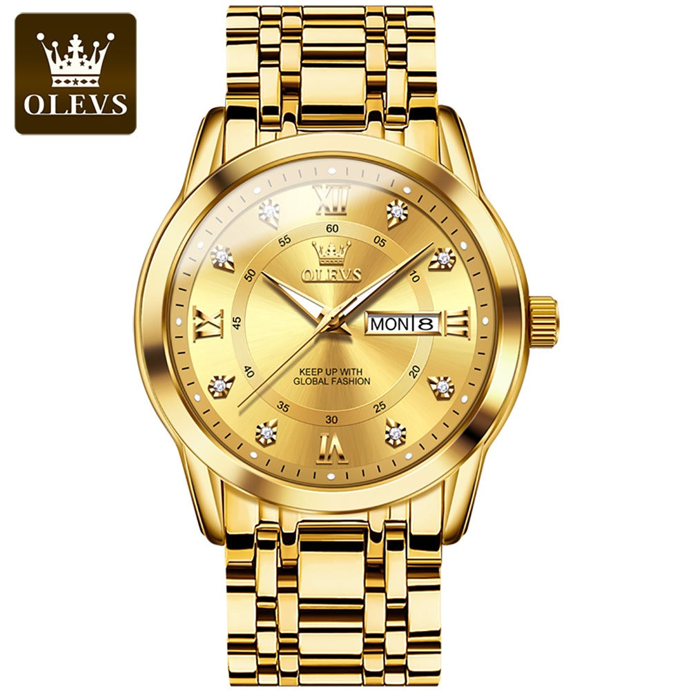 Luxury Stainless Steel Quartz Watch for Men High Quality Casual & Business Gold Wristwatch | 5513