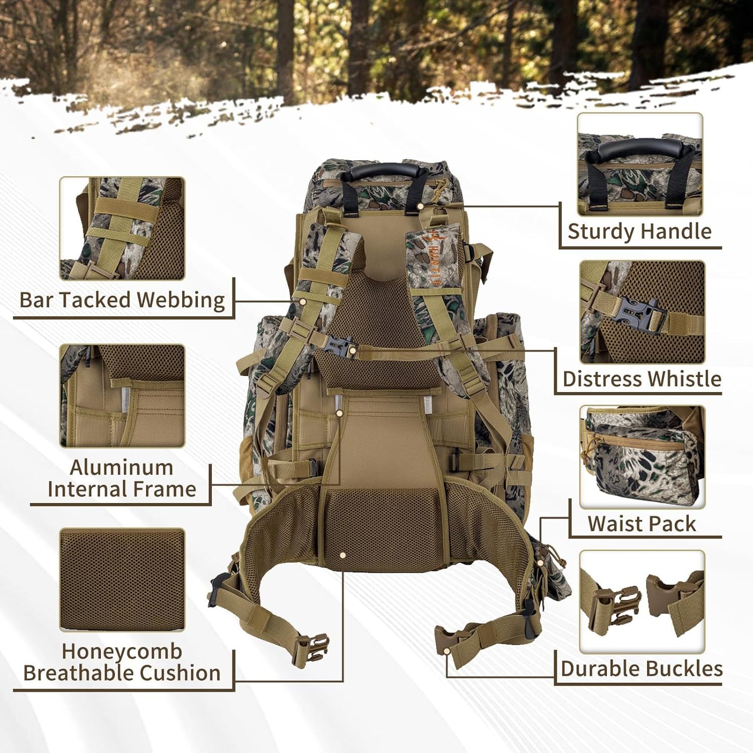 Kane 3D Tactical Hunting Backpack – Large Multi-Functional Outdoor Bag | HUNT01