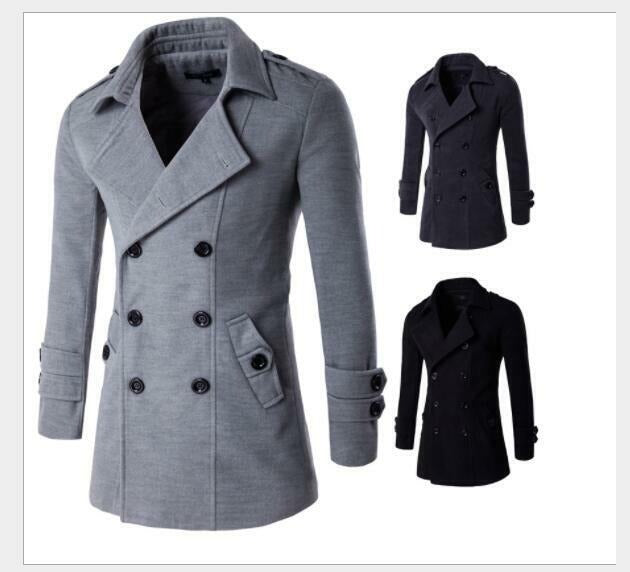 Men's Formal Business Fall Winter Casual Lapel Double Breasted Coat Sh ...