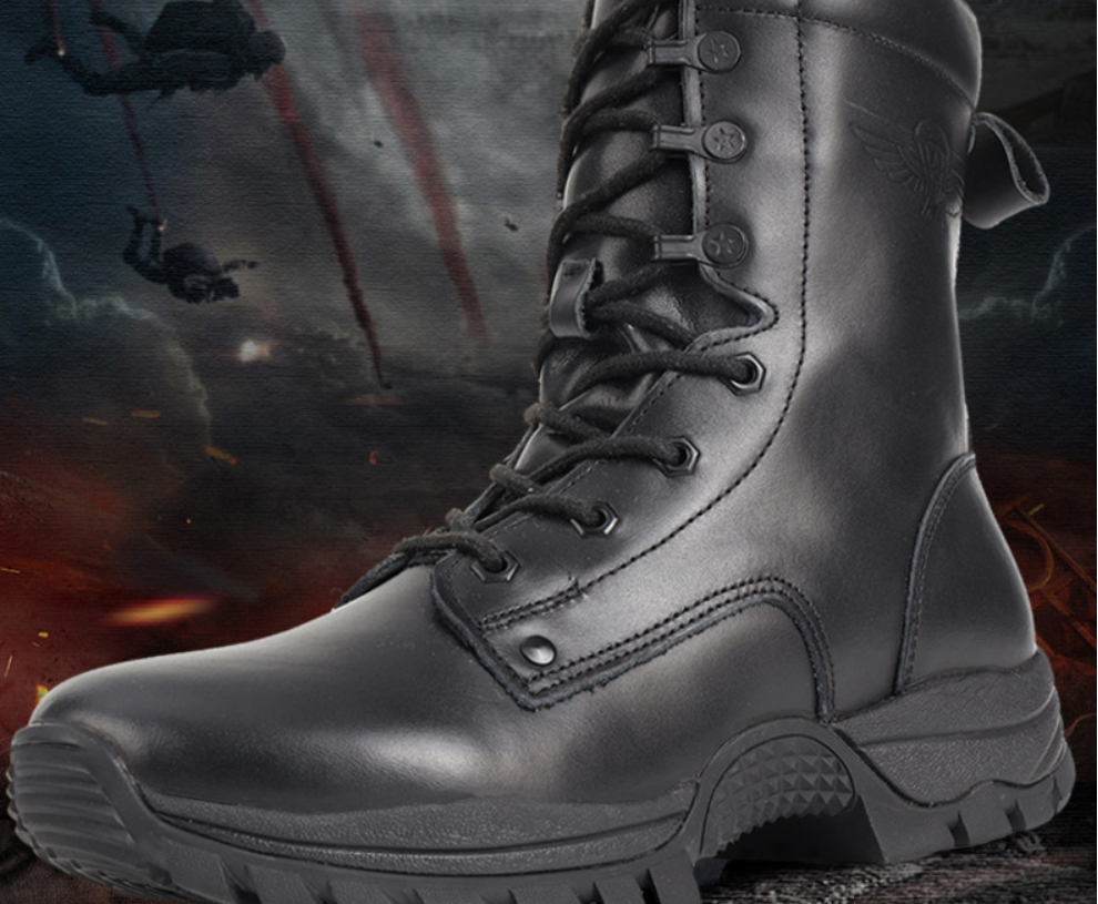 Vdason 402J Paratrooper Combat Boots | Lightweight Airborne Jump Boots | Black Genuine Leather Tactical Footwear | 402J