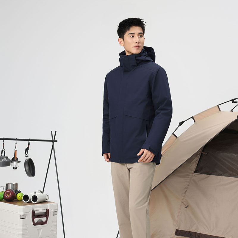 Men's 3-in-1 Winter Jacket with 90% White Duck Down | Waterproof Windproof Hiking Coat | All-Season Outdoor Protection | 251905