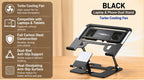 Laptop & Phone 2-in-1 Cooling Stand with Fans | Silent Turbo-Fan Elevator for Gaming Laptops | Height-Adjustable Aluminum Riser | 112