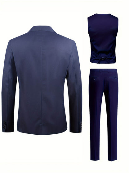 Men's Two-Tone Tuxedo Three-Piece Suit | Double-Breasted Banquet Blazer Set | Slim Fit Dinner Suit for Weddings | AK113