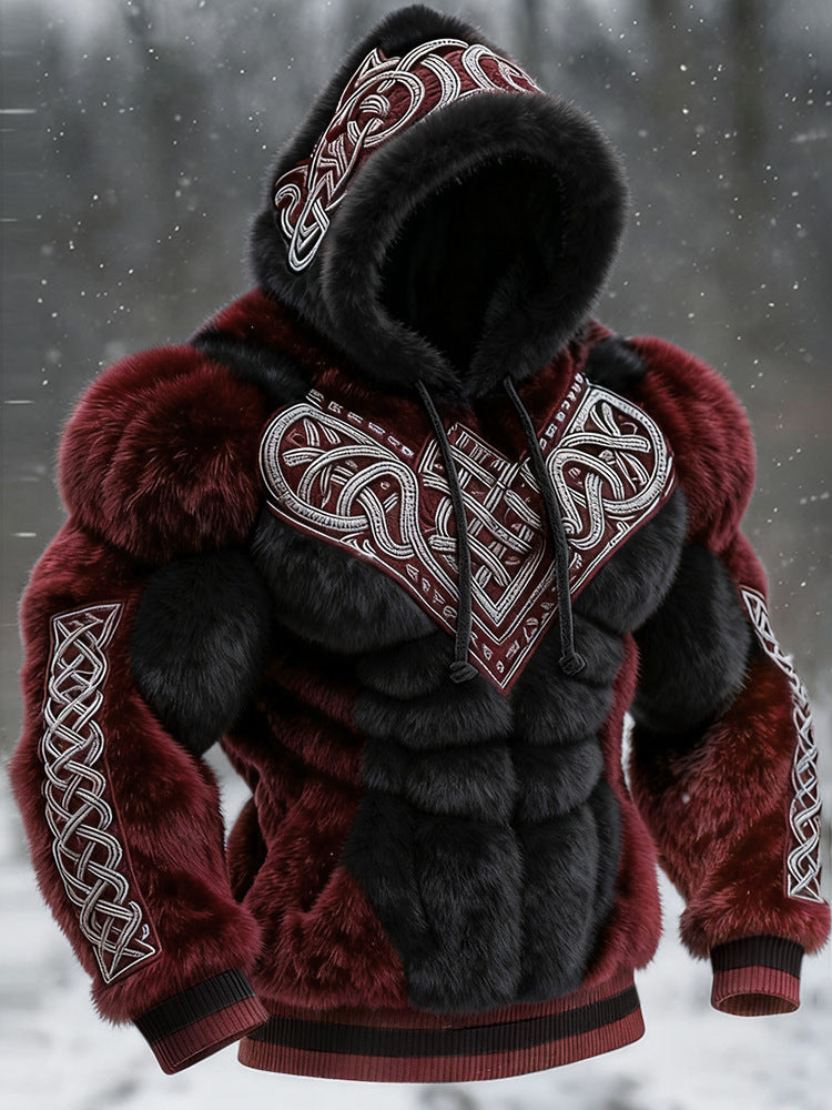 Men's Flannel Hoodie | Muscle Fit Pullover with Chest Print | Casual Athletic Streetwear Top | JLCLM