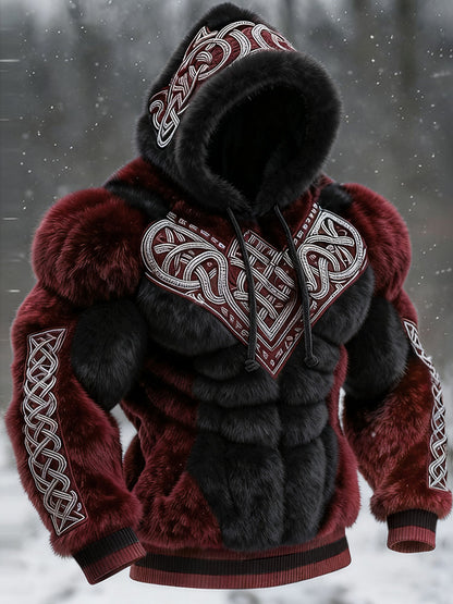 Men's Flannel Hoodie | Muscle Fit Pullover with Chest Print | Casual Athletic Streetwear Top | JLCLM