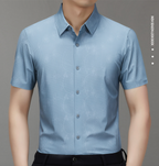 Men’s Summer Jacquard Knit Cardigan – Lightweight & Breathable Short Sleeve Shirt | 2568