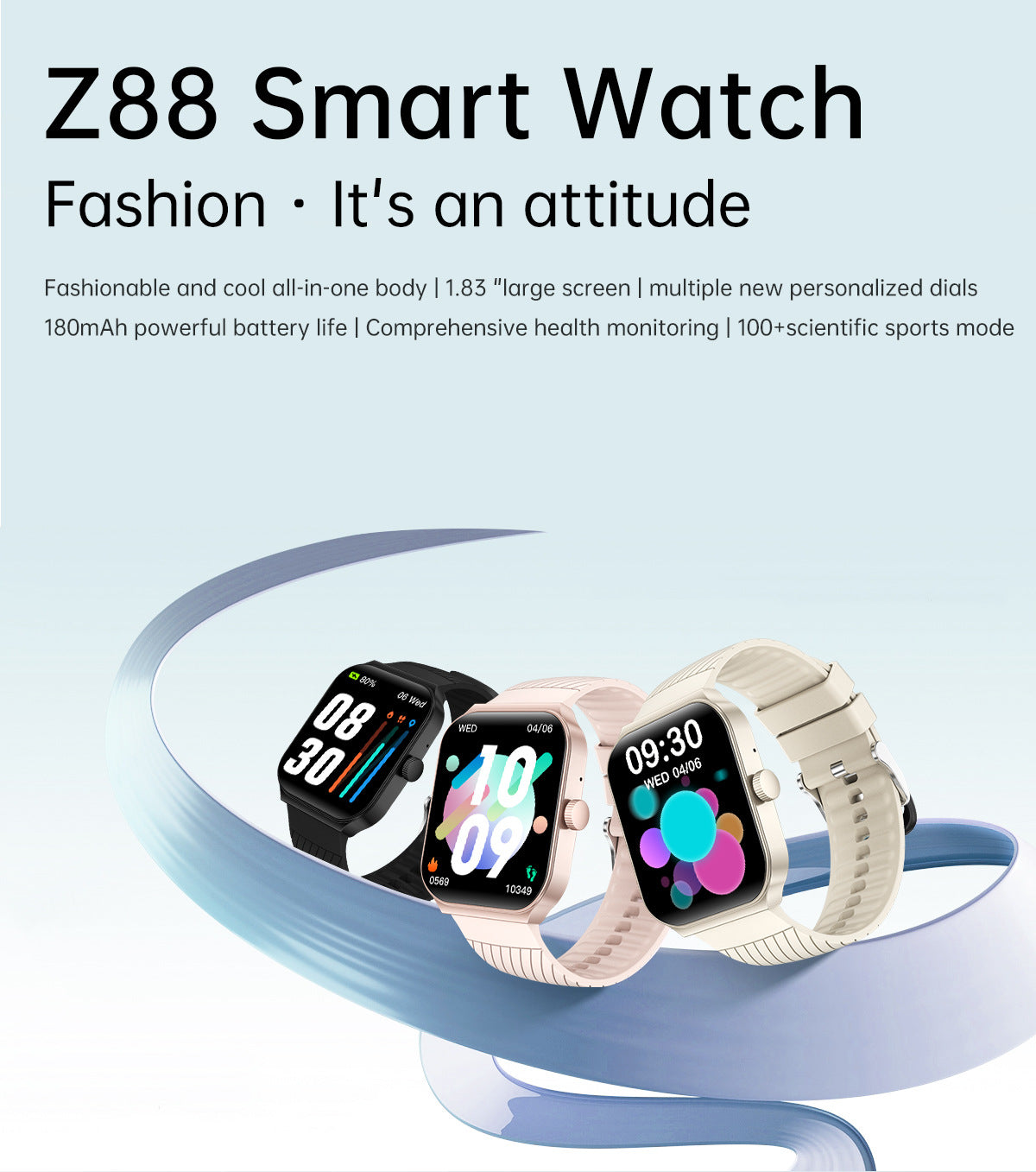 Smart Watch Bracelet with Bluetooth Call, Health Monitoring & Sports Tracker for Men & Women | Z88